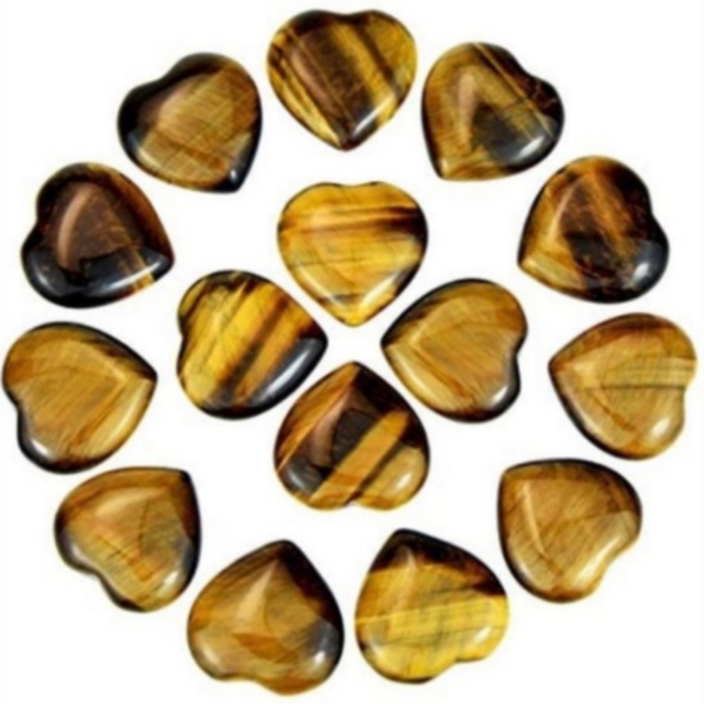 BOGO SALE Gemstone Heart Genuine Gold Tiger Tiger's Eye Stone Pocket Palm Gem